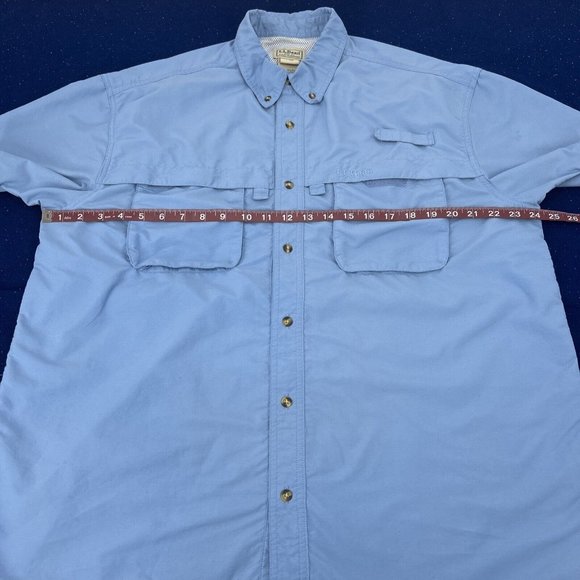 L.L.‎ Bean Shirt Mens L Reg Blue Short Sleeve Button Down Fishing Vented Pockets - Picture 7 of 8